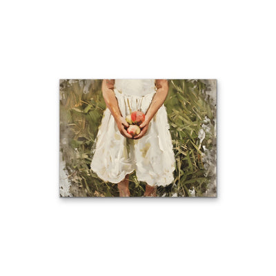 Apple Picking - Vintage Girl Holding Red Apples, Stretched Canvas or Wall Art Print I Heart Wall Art