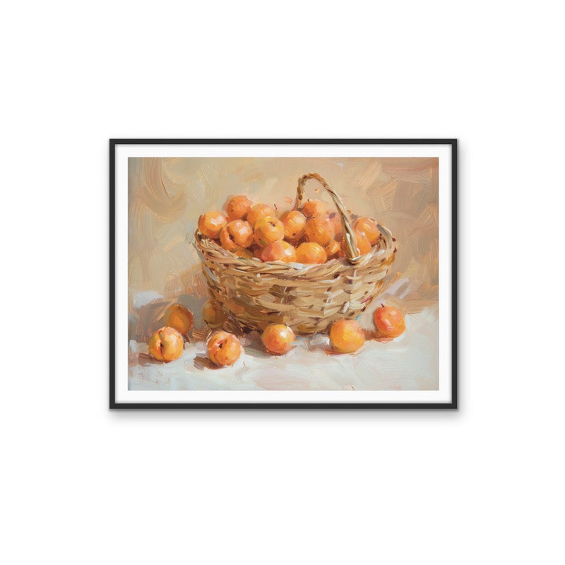 Apricot Basket - Still Life Fruit Basket Stretched Canvas or Wall Art Print I Heart Wall Art