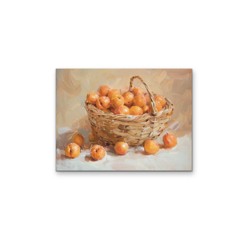 Apricot Basket - Still Life Fruit Basket Stretched Canvas or Wall Art Print I Heart Wall Art