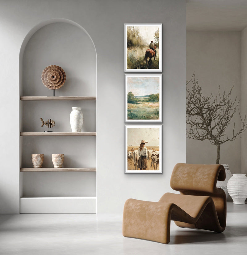 Separated by Land - Three Piece Nature Countryside Set, Stretched Canvas or Wall Art Print I Heart Wall Art Australia