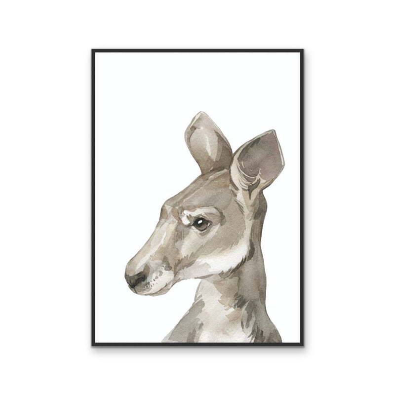 Kangaroo Nursery Sketch - Australian Native Animal Stretched Canvas or Wall Art Print I Heart Wall Art