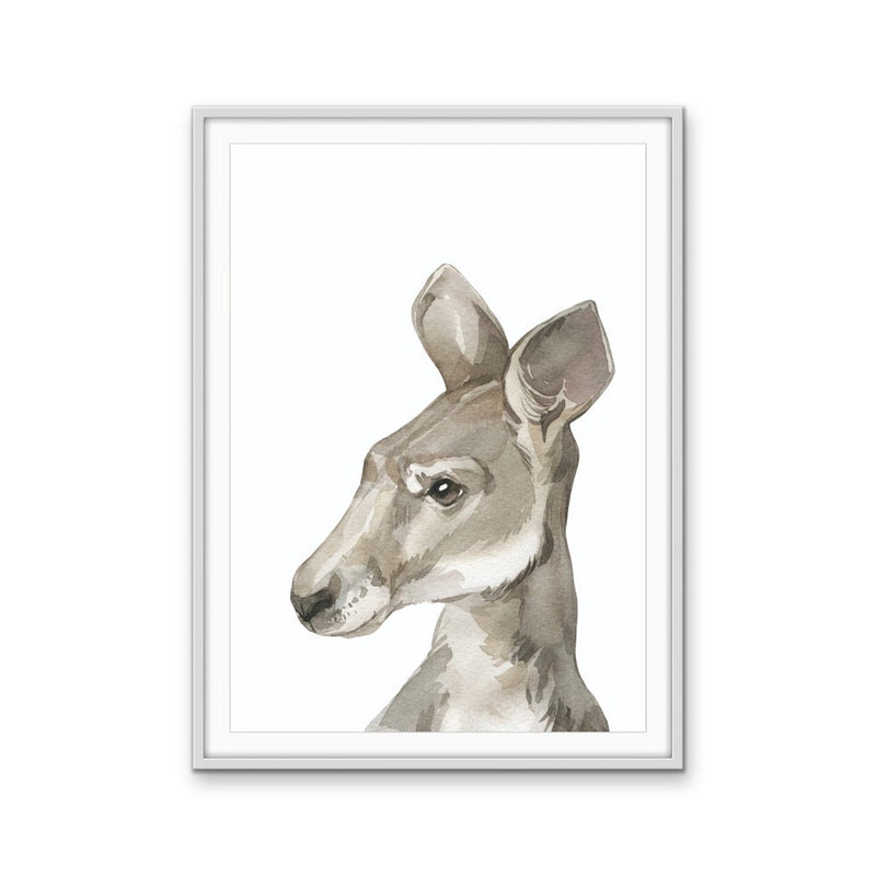 Kangaroo Nursery Sketch - Australian Native Animal Stretched Canvas or Wall Art Print I Heart Wall Art