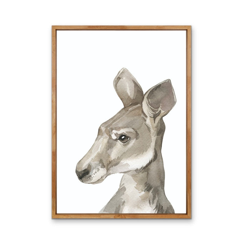 Kangaroo Nursery Sketch - Australian Native Animal Stretched Canvas or Wall Art Print I Heart Wall Art