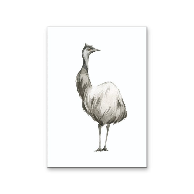 Emu Standing Nursery Sketch - Australian Native Animal Stretched Canvas or Wall Art Print I Heart Wall Art