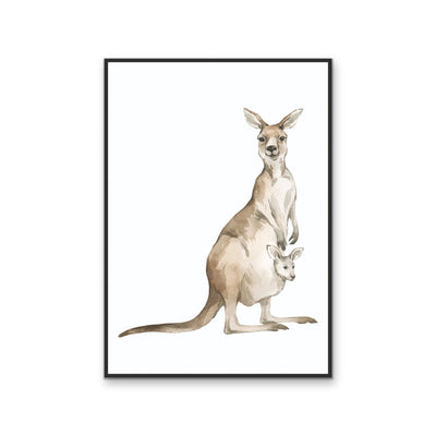Kangaroo Standing Nursery Sketch - Australian Native Animal Stretched Canvas or Wall Art Print I Heart Wall Art