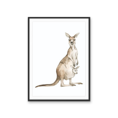 Kangaroo Standing Nursery Sketch - Australian Native Animal Stretched Canvas or Wall Art Print I Heart Wall Art