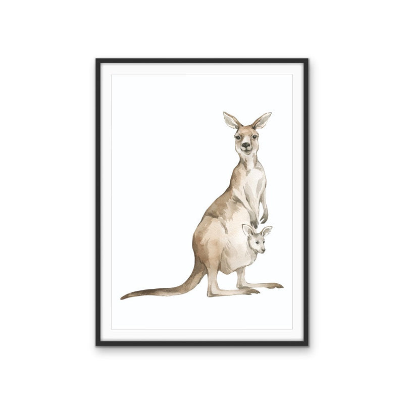 Kangaroo Standing Nursery Sketch - Australian Native Animal Stretched Canvas or Wall Art Print I Heart Wall Art