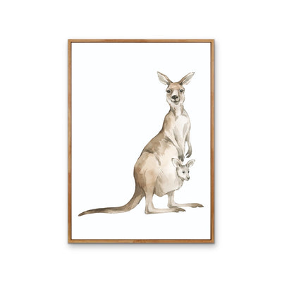 Kangaroo Standing Nursery Sketch - Australian Native Animal Stretched Canvas or Wall Art Print I Heart Wall Art