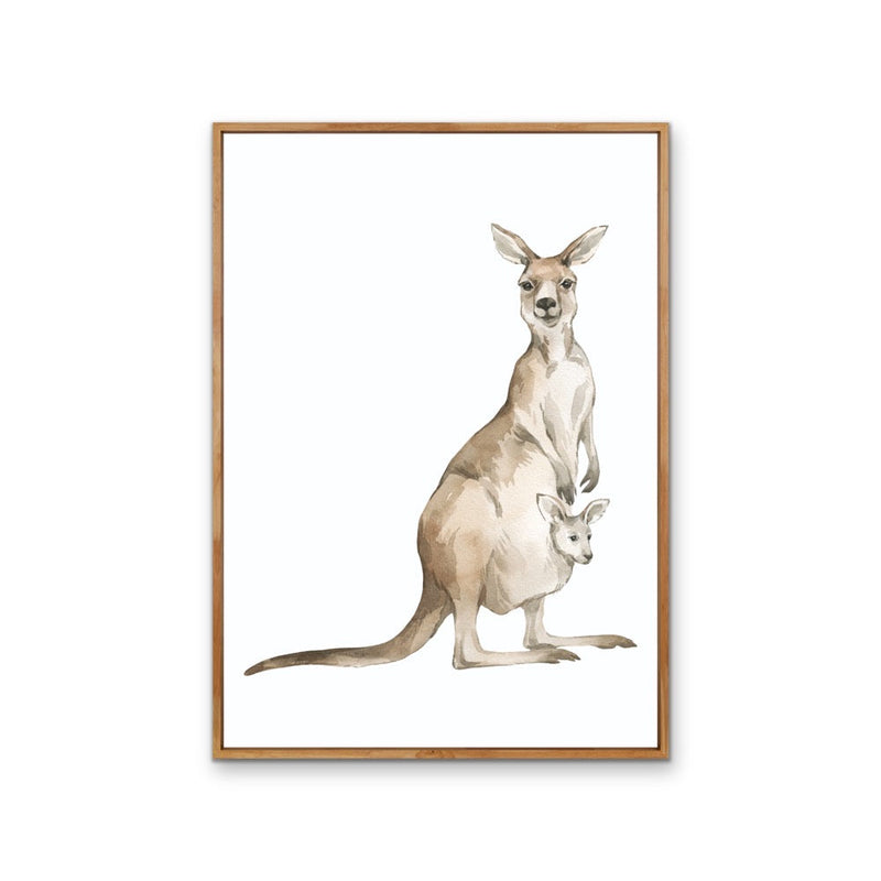 Kangaroo Standing Nursery Sketch - Australian Native Animal Stretched Canvas or Wall Art Print I Heart Wall Art