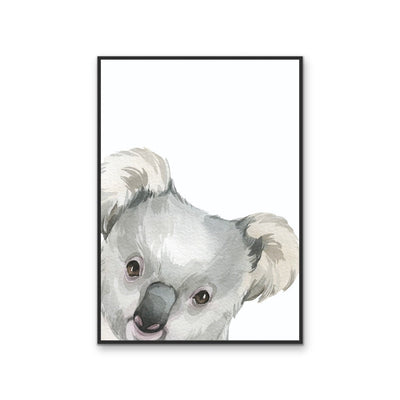Peeking Koala Nursery Sketch - Australian Native Animal Stretched Canvas or Wall Art Print I Heart Wall Art