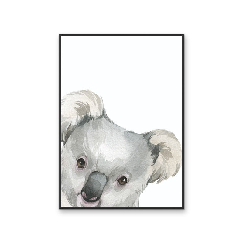 Peeking Koala Nursery Sketch - Australian Native Animal Stretched Canvas or Wall Art Print I Heart Wall Art
