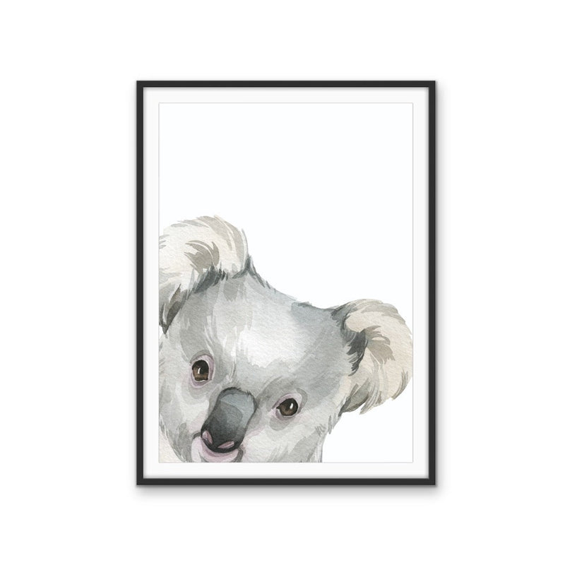 Peeking Koala Nursery Sketch - Australian Native Animal Stretched Canvas or Wall Art Print I Heart Wall Art