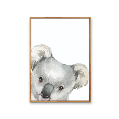 Peeking Koala Nursery Sketch - Australian Native Animal Stretched Canvas or Wall Art Print I Heart Wall Art