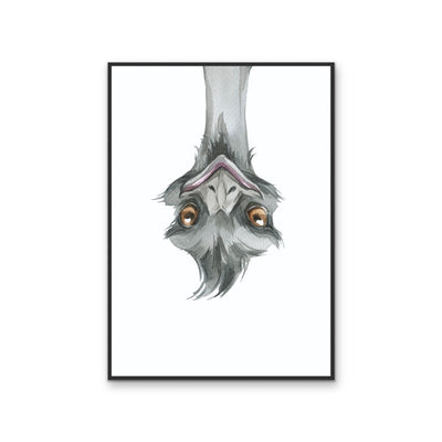 Funny Emu Nursery Sketch - Australian Native Animal Stretched Canvas or Wall Art Print I Heart Wall Art