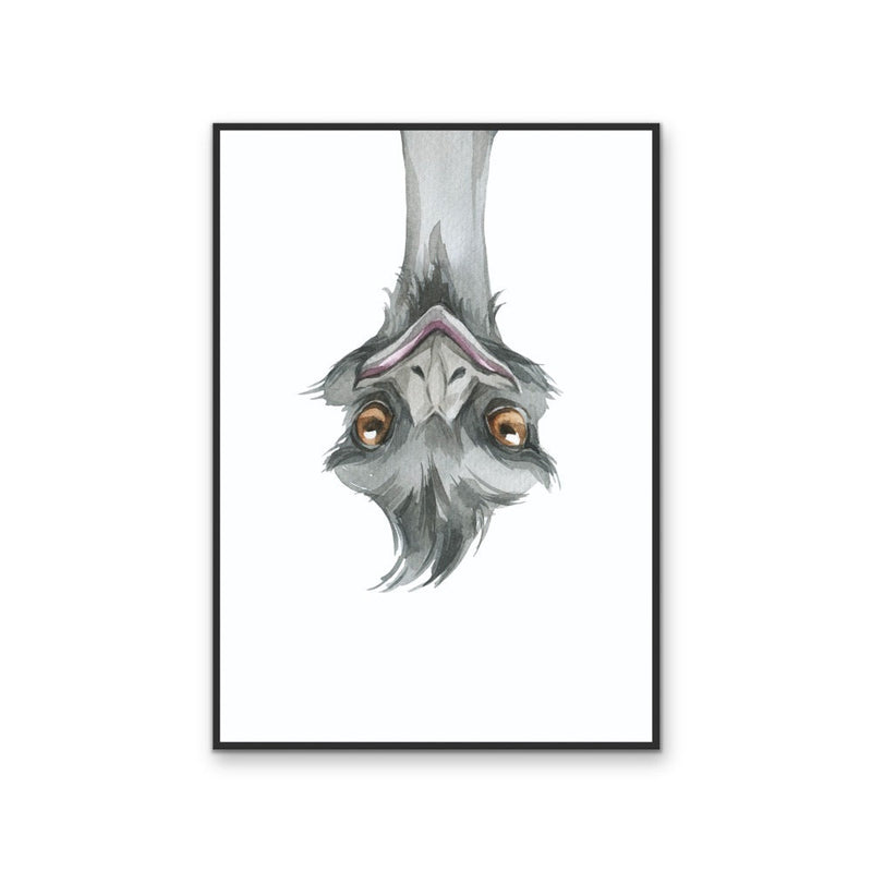 Funny Emu Nursery Sketch - Australian Native Animal Stretched Canvas or Wall Art Print I Heart Wall Art