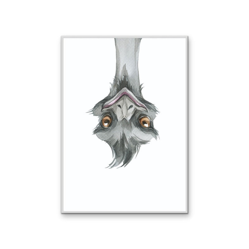 Funny Emu Nursery Sketch - Australian Native Animal Stretched Canvas or Wall Art Print I Heart Wall Art