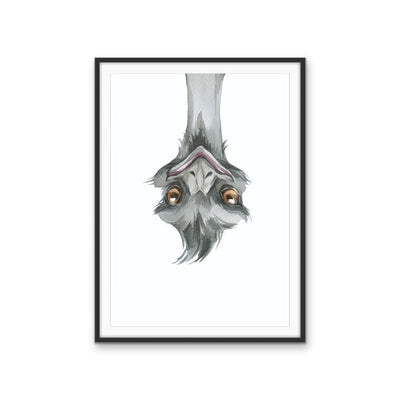 Funny Emu Nursery Sketch - Australian Native Animal Stretched Canvas or Wall Art Print I Heart Wall Art