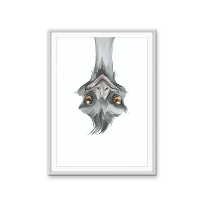 Funny Emu Nursery Sketch - Australian Native Animal Stretched Canvas or Wall Art Print I Heart Wall Art