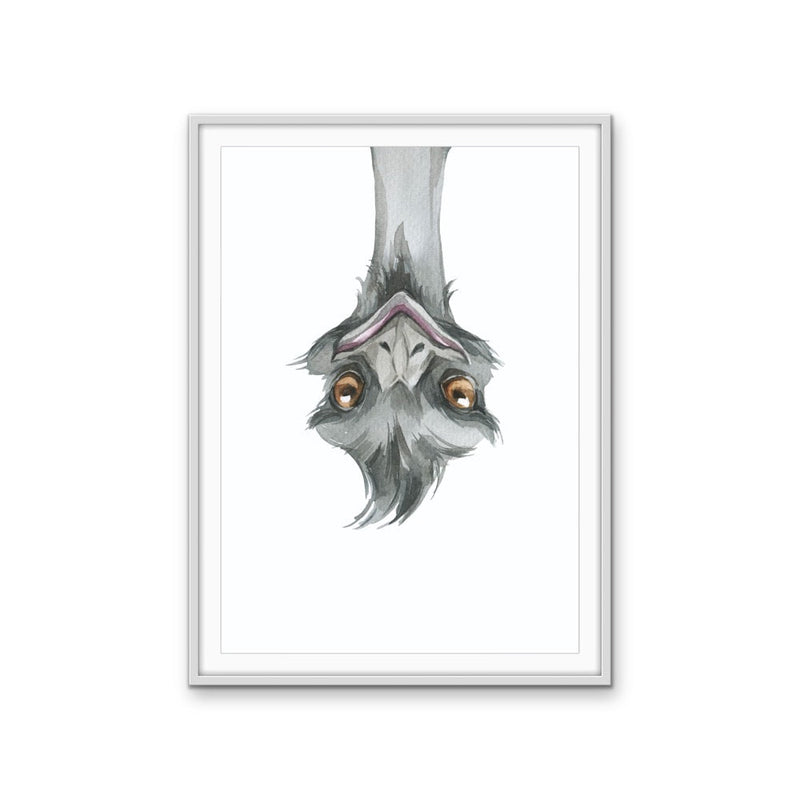 Funny Emu Nursery Sketch - Australian Native Animal Stretched Canvas or Wall Art Print I Heart Wall Art