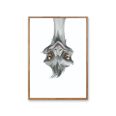 Funny Emu Nursery Sketch - Australian Native Animal Stretched Canvas or Wall Art Print I Heart Wall Art