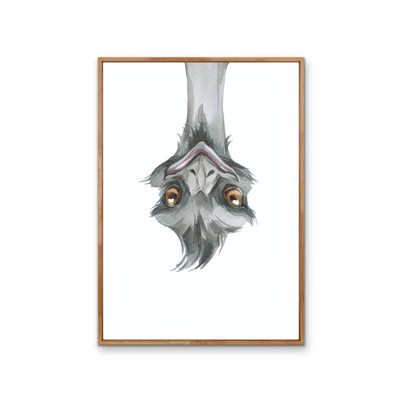 Funny Emu Nursery Sketch - Australian Native Animal Stretched Canvas or Wall Art Print I Heart Wall Art