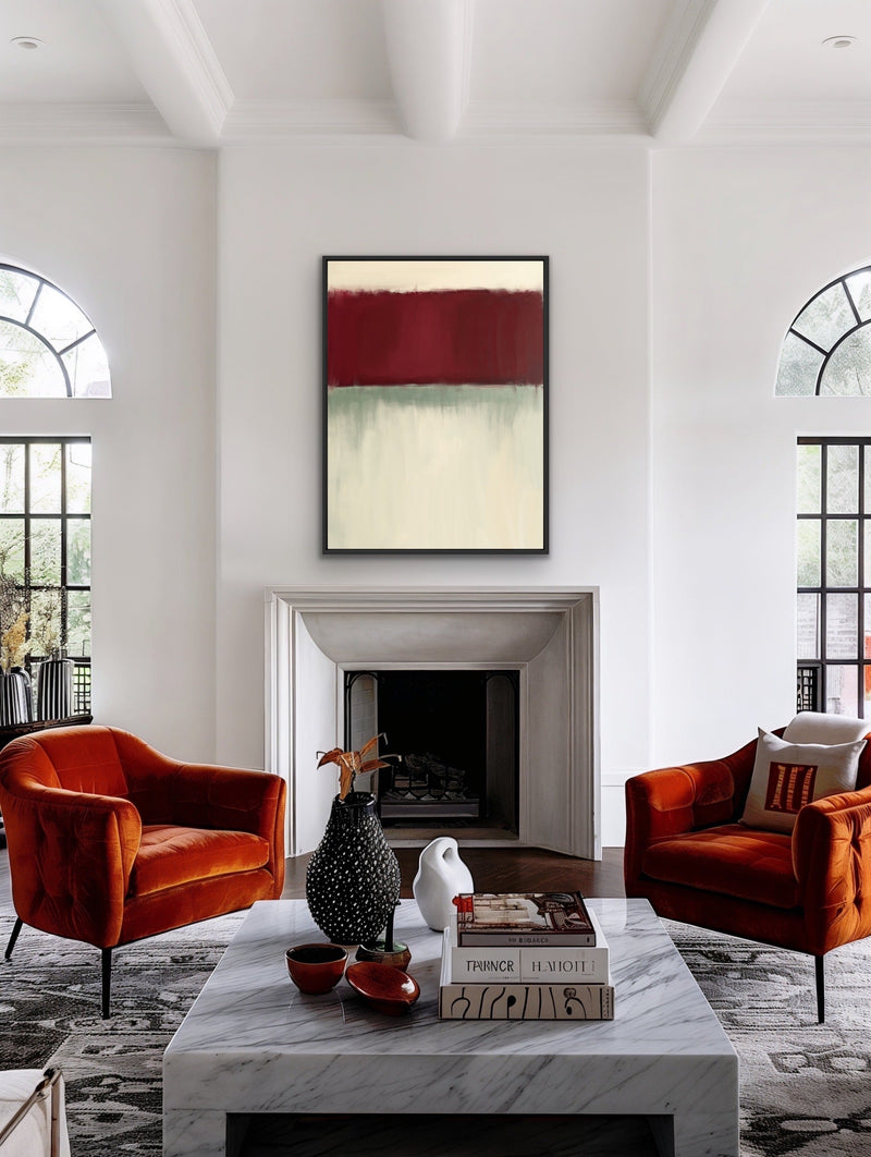 Red Flag - Red & Neutral Abstract, Contemporary Stretched Canvas or Wall Art Print I Heart Wall Art