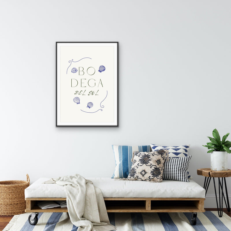 Bodega Del Sol - Coastal Blue Quote, Stretched Canvas or Wall Art Print I Heart Wall Art