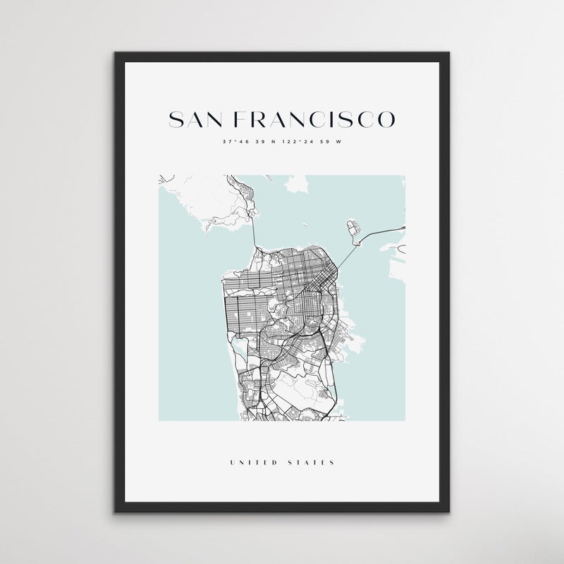 San Francisco City Map - Square City Map Stretched Canvas or Wall Art Print I Heart Wall Art