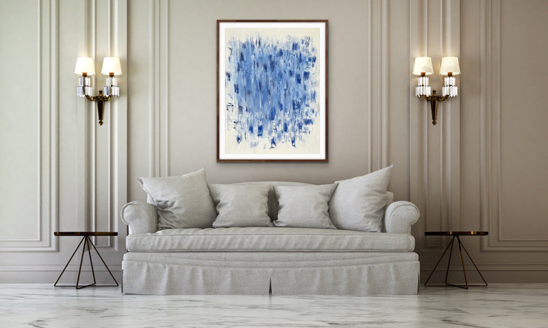 Blue Rain - Abstract Brushstroke Painting, Stretched Canvas or Wall Art Print I Heart Wall Art