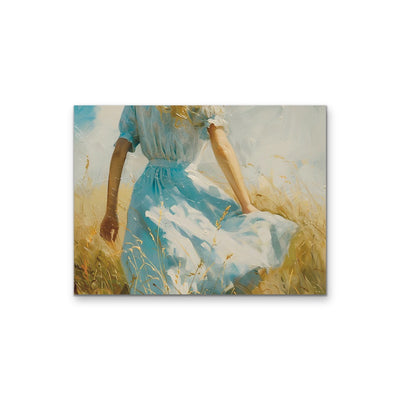 Alice in Countryside - Vintage Woman in a Field Stretched Canvas, Wall Art Print I Heart Wall Art