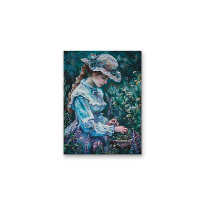 Lavender Maiden - Vintage Woman Picking Florals, Stretched Canvas or Wall Art Print I Heart Wall Art