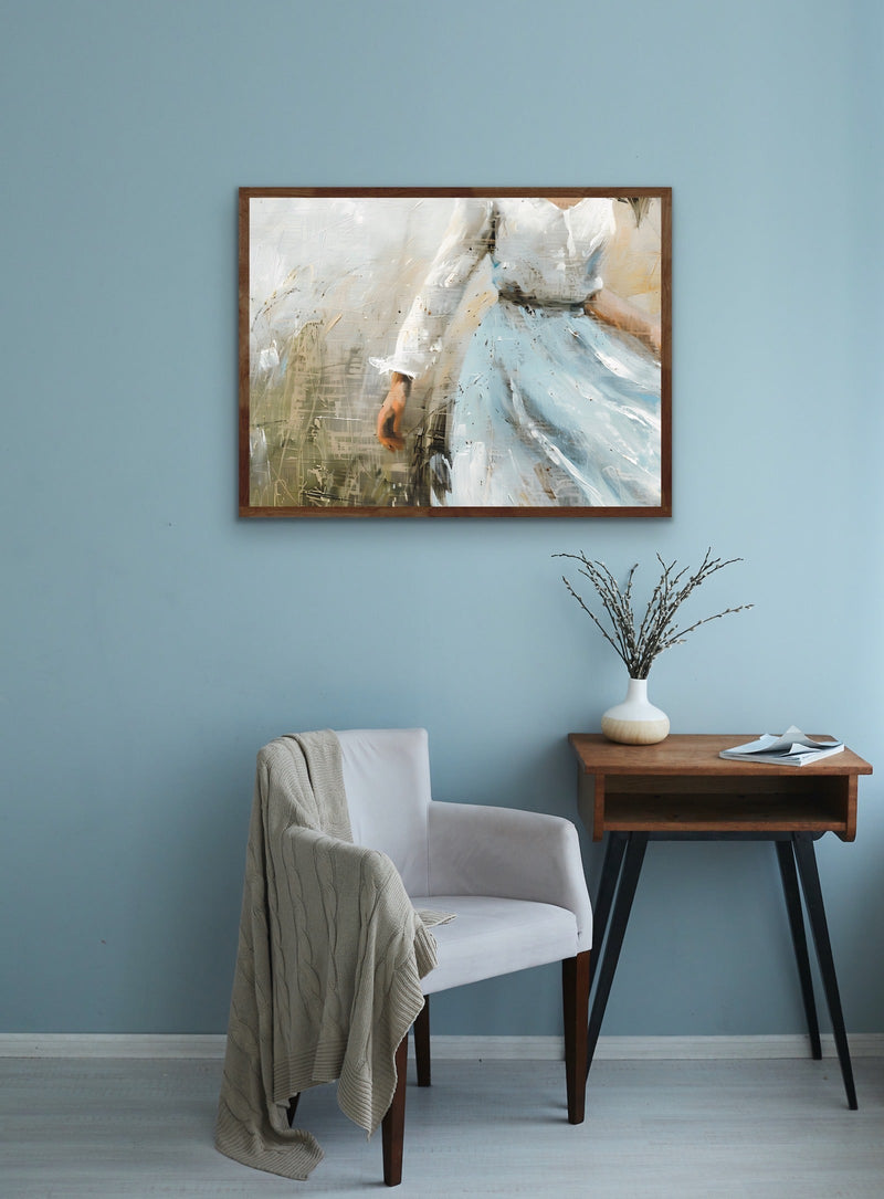 Wisp of Blue - Abstract Woman Amongst the Grass, Stretched Canvas or Wall Art Print I Heart Wall Art