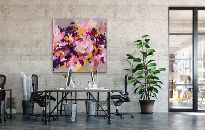 A Joyful Life - Pink and Gold Abstract Landscape Art Print