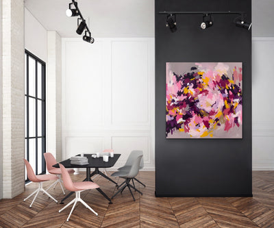 A Joyful Life - Pink and Gold Abstract Landscape Art Print