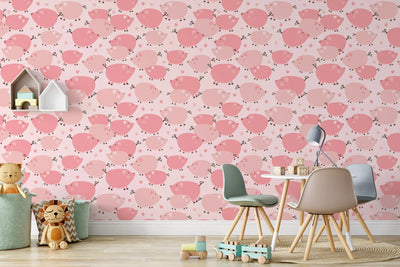 Pink Piggy - Peel and Stick Removable Wallpaper I Heart Wall Art Australia 