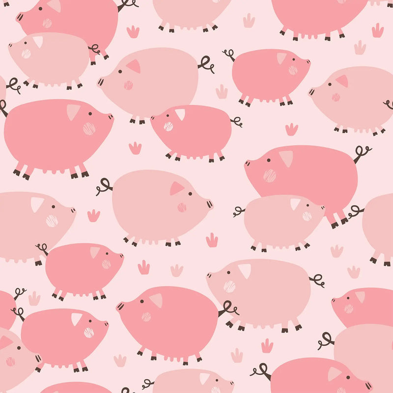 Pink Piggy - Peel and Stick Removable Wallpaper I Heart Wall Art Australia 