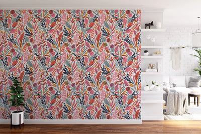 Pink Pop Floral Wallpaper - Peel and Stick Vintage Inspired Removable Wallpaper I Heart Wall Art Australia 