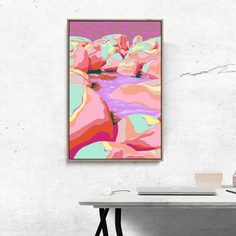Pink Rocks By Unratio - Stretched Canvas Print or Framed Fine Art Print - Artwork I Heart Wall Art Australia 