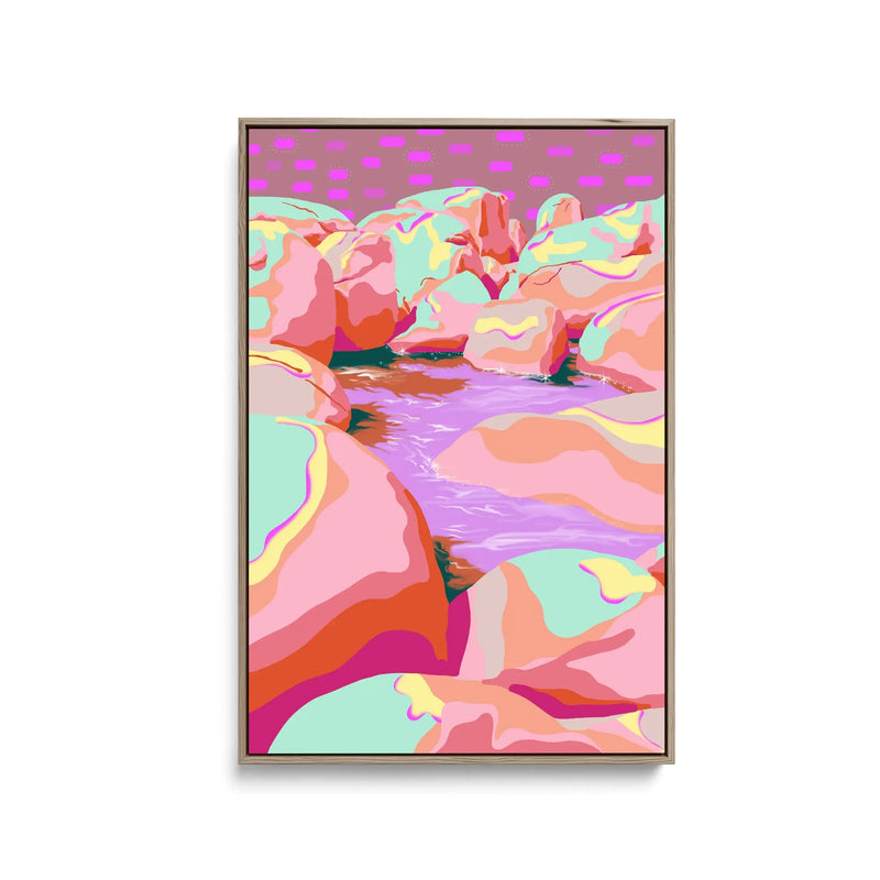 Pink Rocks By Unratio - Stretched Canvas Print or Framed Fine Art Print - Artwork I Heart Wall Art Australia 