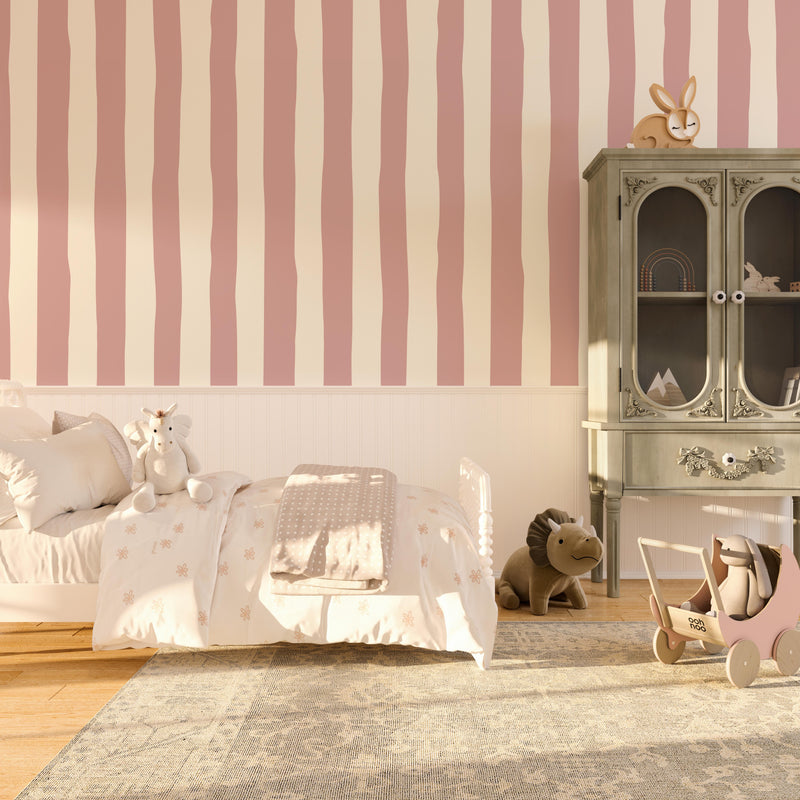 Pink Wavy Stripe Wallpaper - Quality Peel and Stick Adhesive Wallpaper