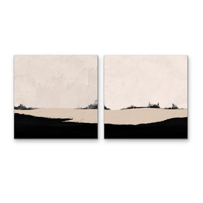 Pink and Black Mountain Landscape Set - Artwork by Paint It Black Studio  - Two Piece Square Abstract Print Set I Heart Wall Art Australia 
