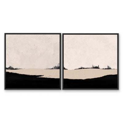 Pink and Black Mountain Landscape Set - Artwork by Paint It Black Studio  - Two Piece Square Abstract Print Set I Heart Wall Art Australia 