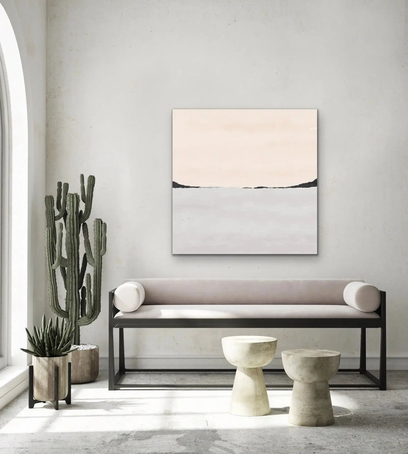 Pink and Grey Mountain Landscape I - Artwork By Paint It Black Studio - Stretched Canvas Canvas Print or Framed Art Print - I Heart Wall Art