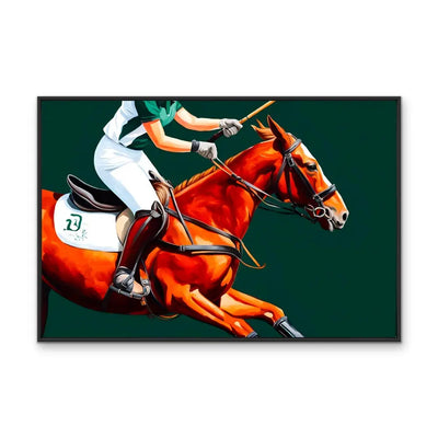 Polo - Horse Against Green Stretched Canvas Print or Framed Fine Art Print - Artwork - I Heart Wall Art