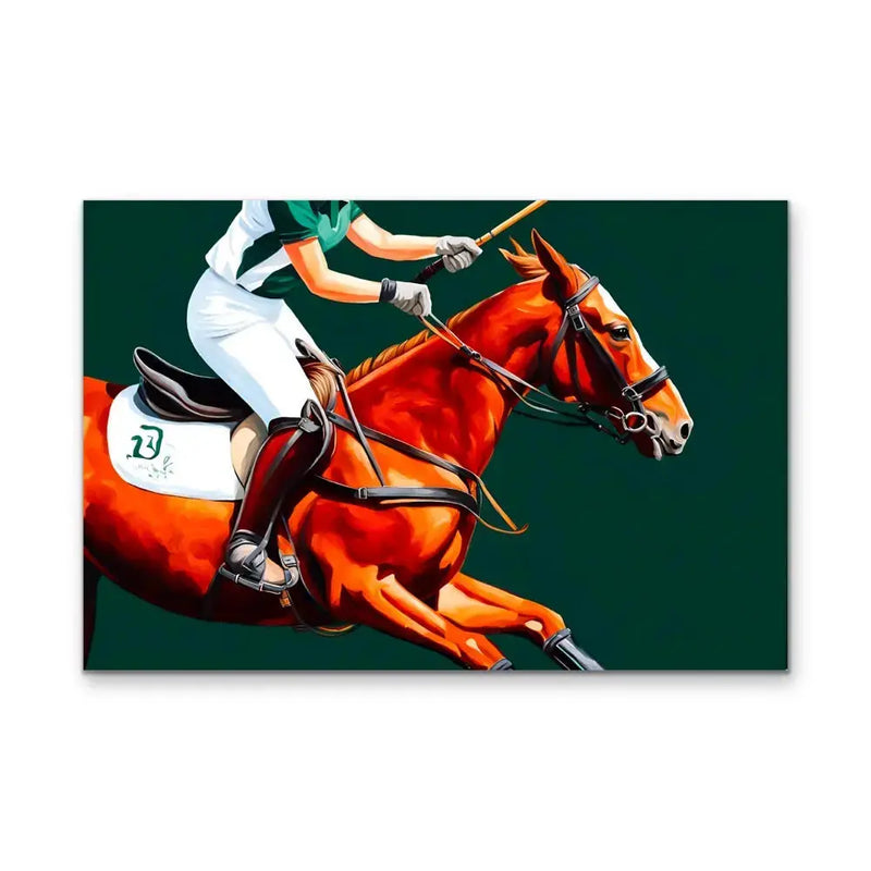Polo - Horse Against Green Stretched Canvas Print or Framed Fine Art Print - Artwork - I Heart Wall Art