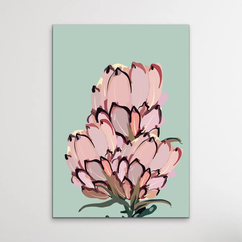 Warm Nights In The Garden / Print One -  Colourful Protea Bouquet Graphic Art Print