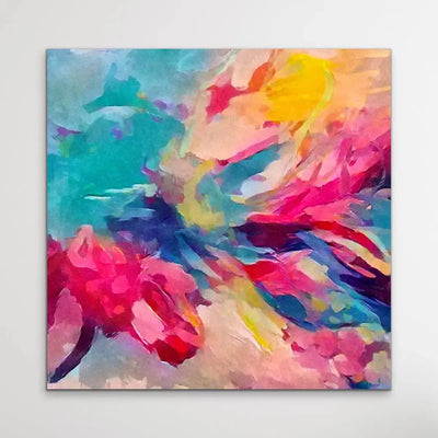 Pure Joy - Bright Colourful Abstract Pink Blue Floral Canvas or Art Print I Heart Wall Art Australia