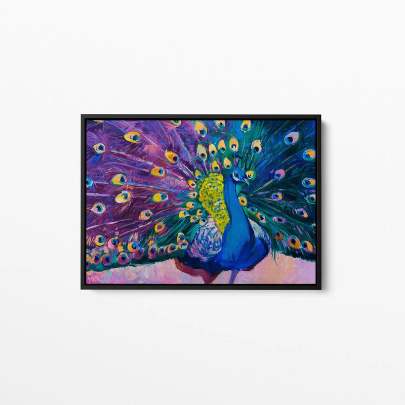 Purple Peacock - Oil Painting Purple Peacock Print Wall Art Canvas - I Heart Wall Art