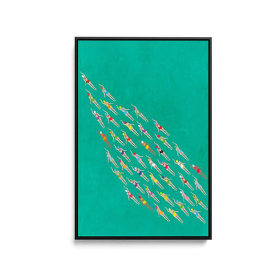 Racing Swimmers by Jon Downer - Stretched Canvas Print or Framed Fine Art Print - Artwork - I Heart Wall Art