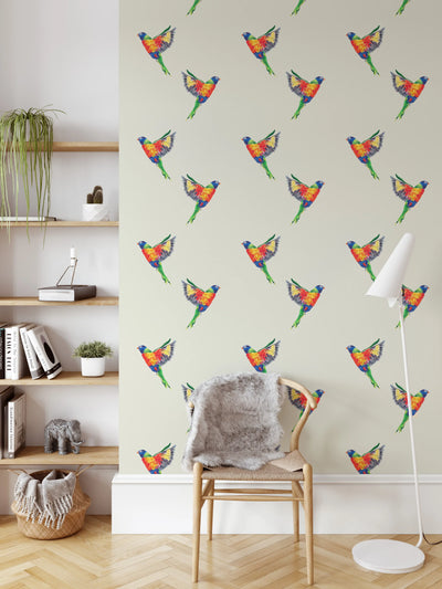 Rainbow Lorikeet by Lucy Hawkins - Peel and Stick Removable Wallpaper I Heart Wall Art Australia 